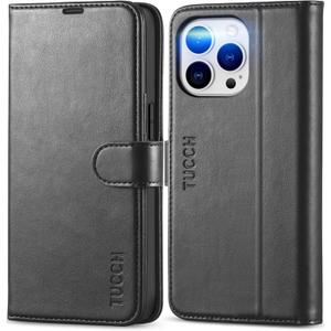 TUCCH Case Wallet for iPhone 13 Pro, RFID Blocking Card Holder Magnetic Stand PU Leather Folio Cover, Protective TPU Shockproof Inner Shell 6.1-inch 2021, Black