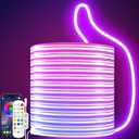 LED Neon Rope Lights, 16.4ft RGB LED Light Strip, 24V Music Sync App/Remote Control DIY Rope Light, IP67 Waterproof Gaming Neon Strip Lights for Bedroom Indoor Oudoor Dcor