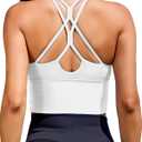 XUNYU Sports Bras for Women High Support Longline Workout Tank Tops Built in Bra Padded Strappy Yoga Crop Top Cross Gym (White, Medium)