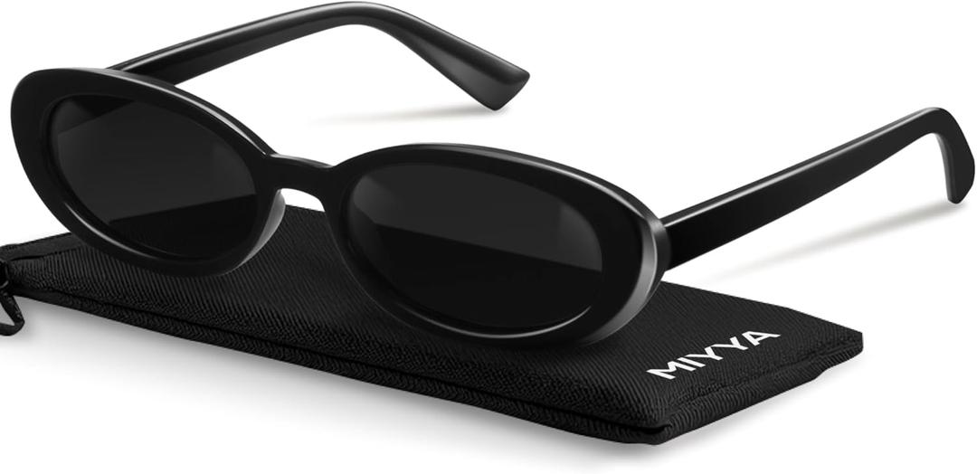 miyya 2025 Polarized Oval Sunglasses with UV Protection - Multiple Trendy Colors & Patterns (Black)