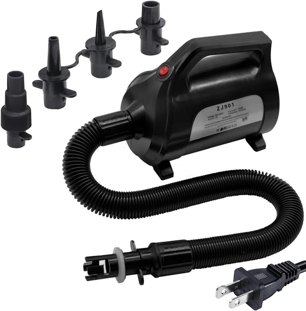 ZOOMBROS Electric Air Pump 120V for Inflatable Towable Tube/Boat/Air Mattress/Swim Ring/Pool Toy/Snorkel/Water Sports with 5 Valve Adapters Black ZOOMBROS Electric Air Pump 120V for Inflatable Towable Tube/Boat/Air Mattress/Swim Ring/Pool Toy/Snorkel/Water Sports with 5 Valve Adapters Black
