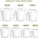 Meowell Self Watering Pots Set of 7 Assorted Size 4" to 8" Indoor Plant Pots with Drainage Holes and Clear Reservoir for Visible Water Level, Plastic Wicking Planter for House Plants & Flower, White