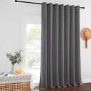 NICETOWN Thermal Patio Door Curtains - Grey Blackout Room Darkening Door Blinds for Sliding Glass with Grommet Top, Split Room Divider Curtains (Grey, 100 inches W x 108 inches L)