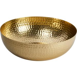 Creative Co-Op Round Hammered Metal Bowl, Gold Finish, 14"