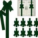 Syhood 8 Pieces Christmas Cabinet Big Bows Door Decorative Ribbon Festive Large Cabinet Ribbon Bows for Kitchen Cabinets Furniture Room Decorations (Dark Green)