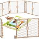 Toddleroo by North States Superyard 8 Panel Free Standing Play Yard, Indoor or Outdoor Baby Playpen, Baby Gate. Made in USA. 6.5 feet corner to corner play pen (26" Tall, Sand)