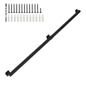 5FT Black Industrial Handrail, Heavy Duty Galvanized Steel Railing Kit for Indoor and Outdoor Stairs and Steps, with Mounting Hardware