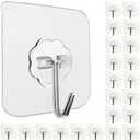 Jwxstore 24 Pack Heavy Duty Self Adhesive Hooks - 33lb Max, Transparent, Waterproof, Sticky Wall Hooks for Keys, Bathroom, Shower, Outdoor, Kitchen, Door, Home Improvement, Utility