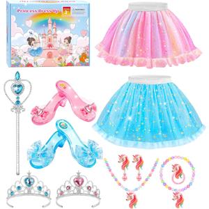 Princess Dress Up Shoes for Little Girls 3-6Kids Pretend Play Clothes for Toddlers with Tutu,Shoes and Accessories,Christmas Thanksgaving Birthday Gift Toys