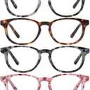 Przene Reading Glasses for Men Women Blue Light Blocking Readers Spring Hinges Lightweight Style Pack (Demi Grey/Brown/Blue/Red)