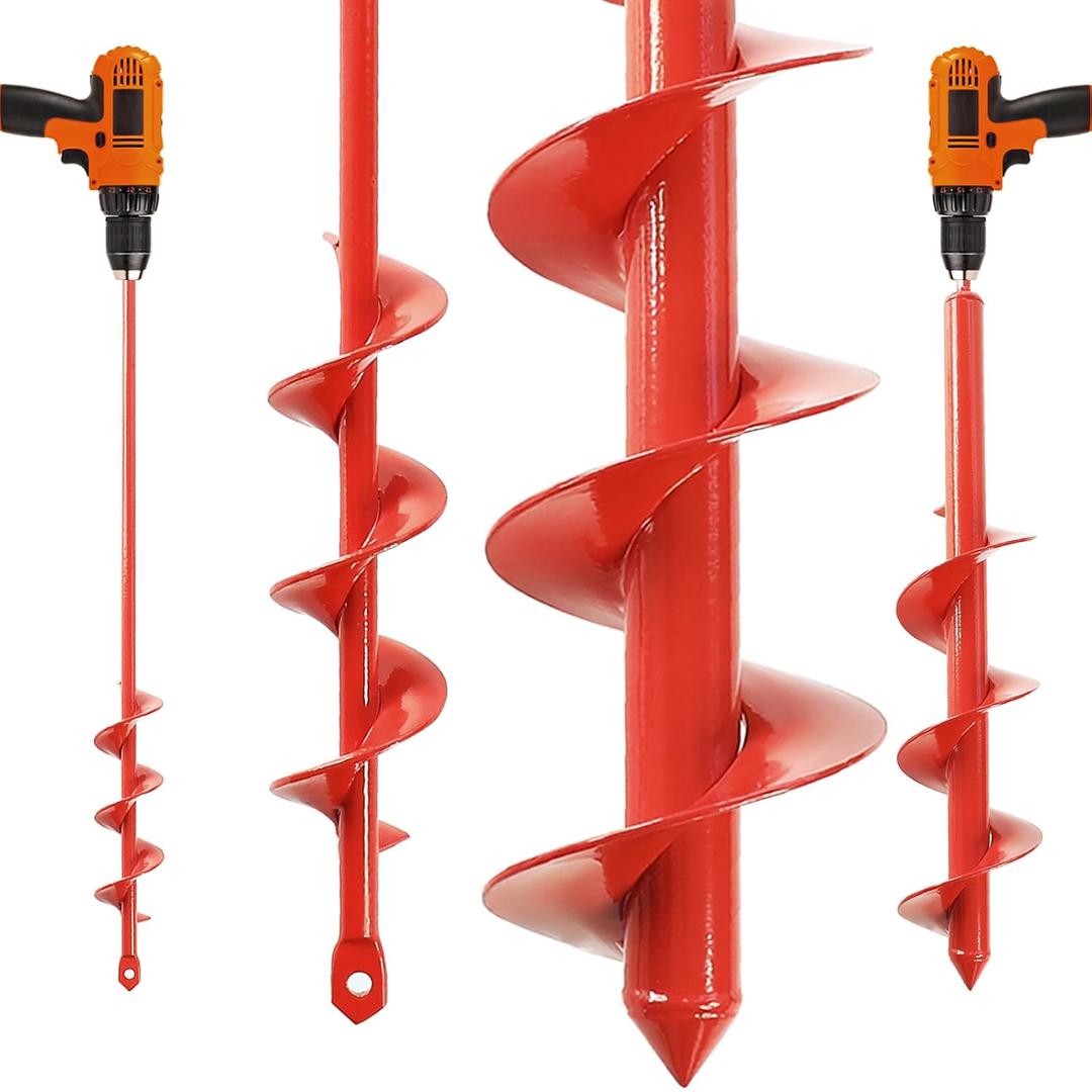 MAXCCINO Auger Drill Bit for Planting Set of 2, Garden Ground Earth Spiral Drill Bit for 3/8" Hex Drive Drill, for Post Hole Digger Bulb Bedding Digging Plant Rapid Planter