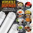 Set of 6 Inverted Condiment Squeeze Bottles 16 oz Upgraded Design with Added Sealing Gaskets, Self-Closing Valve, Easy-to-Fill Clear Bottles for Sauces, Dressings, Ketchup, Mustard for Everyday Use