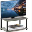 Furinno Turn-N-Tube TV Riser Stand, 2-Tier Small Elevated No Tools TV Stand, TV Console for TV up to 32 inch, 15.8 x 23.8 x 11, for Living Room, Bedroom, French Oak Grey