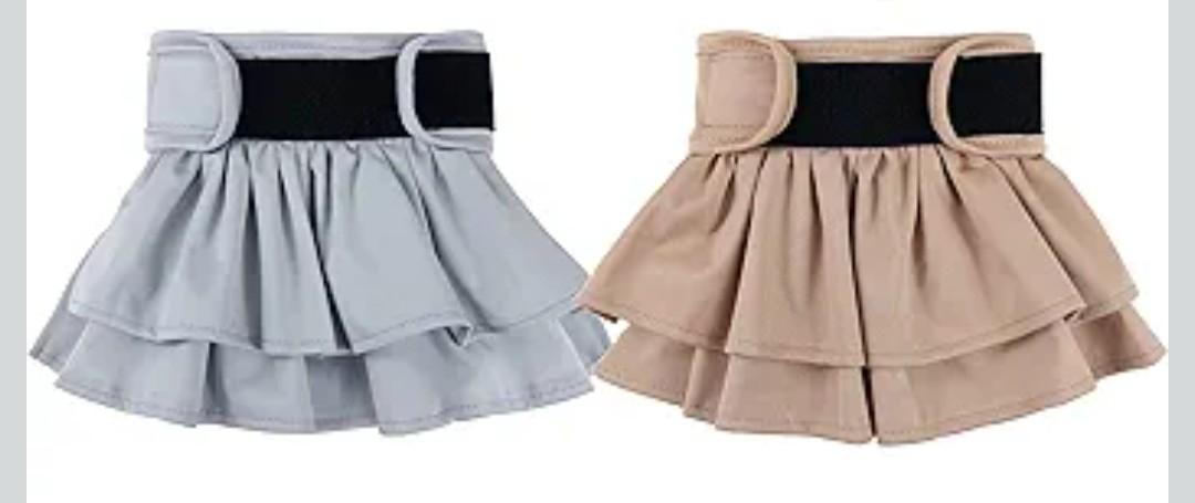 wegreeco Dog Diapers Female (Pack of 2), Highly Absorbent Puppy Doggie Dog Diapers for Female Dogs Period, Washable Doggy in Heat (Medium, Grey, Beige)