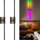 Wireless Sconces Set Of 2,10000 mAh Large Capacity Battery Wall Sconce Up To 70 Hours Use Time,360 Rotation RGB Multiple Colors,Rechargeable Wall Sconce With Remote,Perfect Sconces Wall Decor (Black)