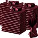 VACVELT Burgundy Satin Napkins, 100 Pack, 17x17 Inch, Square, Wedding Napkins, Satin Fabric, Luxury, Reusable, Machine Washable