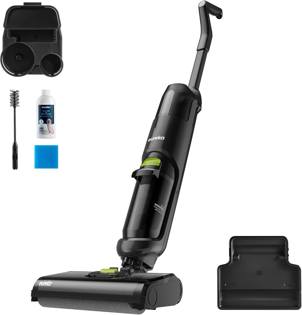 Eureka Wet Dry Vacuum Cleaner Cordless, Mop Vacuum Cleaner with Self-Cleaning System, Lightweight Hardwood Floors Vacuum for Pets and Sticky Messes, Black, NEW400