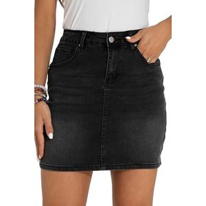 GUANYY Womens Mini Denim Skirt-Casual Stretch Slim Fit High Waisted Jean Skirts, M