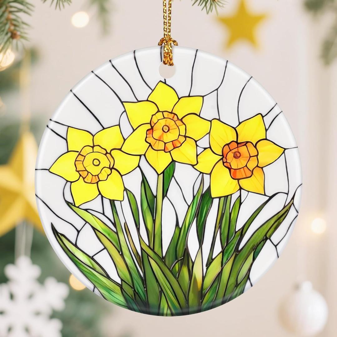 Birth Flower Christmas Decorations for Tree, Christmas Ornaments, Keepsake Ornaments, Holiday Decor, Holiday or Xmas Gifts, Birthday Gifts, Gift for Flower Lovers - Gift for People Born in March