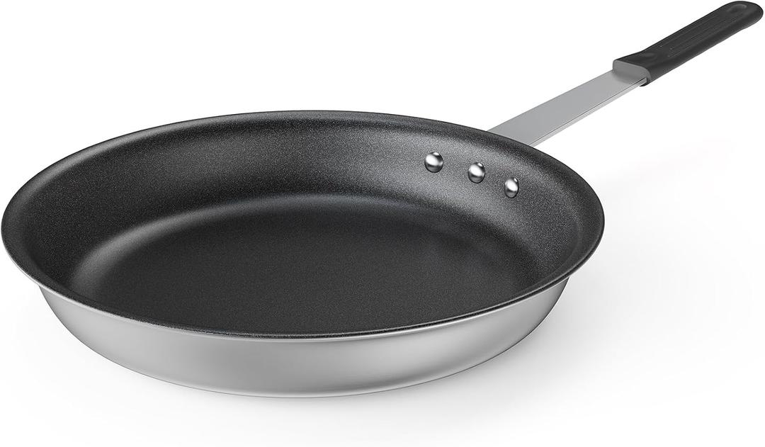NEWBULIG Nonstick Frying Pan, 14" Heavy-Gauge Aluminum Skillet with Ceramic Nonstick Coating & Stainless Steel Base for Induction, Electric, Gas, Oven Safe, Black Hanging Handle
