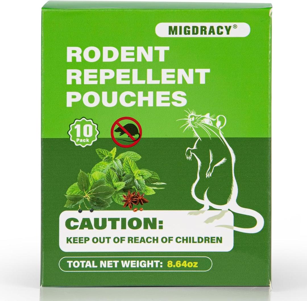 Mouse Repellent Pouches, 10Pcs Peppermint Oil to Repel Mice and Rats, Rodent Repelling Packs, Natural Rat Deterrent, Indoor & Outdoor Use, Family & Pet Safe