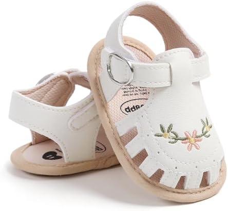 GDSDYM Infant Baby Girls Summer Sandals with Flower Bowknot Soft Sole Wedding Dress Flats Newborn First Walkers Crib Dress Shoes 12-18M
