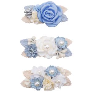 Flower Hair Clips Set for Baby Girl Lightweight Floral Hair Bow Accessories with Boutique Fully Lined Alligator Clip for Toddler Teens Gifts (AE)