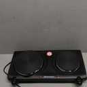 Elite Gourmet EDB-302BF Countertop Double Cast Iron Burner, 1500 Watts Electric Hot Plate, Temperature Controls, Power Indicator Lights, Easy to Clean, Black