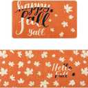 KIMODE Kitchen Rugs Non Slip Washable 17"x47"+17"x29", Fall Farmhouse Kitchen Rugs Sets of 2, Autumn Maple Leaf Rugs for Kitchen Floor, Absorbent Kitchen Mats for Floor Laundry Office Sink Desk