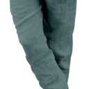 Puimentiua Womens Tapered Pants Cotton Linen Drawstring Back Elastic Waist Pants Casual Trousers with Pockets (X-Large, Green2)