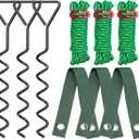 Kingsyard Tree Stakes and Supports for Leaning Trees, 3 Pcs 16 Inch Heavy Duty Spiral Tree Stake Kit for Young Trees Straightening with 3pcs Trees Straps & 3pcs 13ft Anchor Ropes, Anti Strong Wind