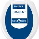 Mayfair Linden Slow Close Toilet Seat, Non Slip Heavy Duty Wood, Easy Install, Round, White