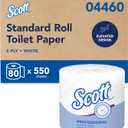 Scott Professional Standard Roll Toilet Paper, Bulk (04460), 2-Ply, Elevated Design, White, Individually Wrapped (80 Rolls of 550 Sheets, 44,000 Sheet Total), 550 Count