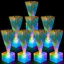 Amylove 16 Pcs Mini Fiber Optic Lamps Bulk Small LED Light up Table Centerpieces for Party Event Decorations with Crystal Base Battery Powered for Glow in The Dark Favors Supplies (6 Inch,Clear)