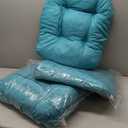 IPYNBAP Outdoor Chair Cushions Set of 4, Patio Chair Cushions with Ties, 19x19+5 Tufted Outdoor Seat Cushions, Waterproof Patio Furniture Cushions, Outdoor Dining Chair Pads, Teal