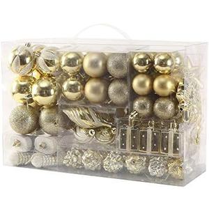 Sattiyrch 76ct Christmas Tree Ornaments Set,Golden Shatterproof Christmas Balls Decorations,Xmas Decorative Hanging Ornaments(Golden)