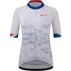 GCRFL Women's Cycling Jersey Short Sleeves Cycle Tops Shirt Bicycle Jersey with 4 Pockets, Women Bike Jersey Zipper Pocket (White, M)