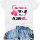 FAYALEQ Cancer Shirt Women Breast Cancer Shirts Pink Ribbon Breast Cancer Awareness T-Shirts Letter Print Inspirational Tees (White, XL)