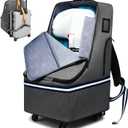 RUCYEN Rolling Car Seat Travel Bag, Padded Carseat Travel Backpack for Airplane,Large Durable Travel Bag with 4 Wheels,Adjustable Shoulder Strap and Waterproof Base Dark Grey