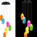 Wonderjune Tropical Beach Themed Slipper Solar Wind Chimes Flip Flop Outdoor Summer Beach Decorations Lights Mobile Wind Chime LED Lights for Garden Patio Yard Porch Hawaii Party Gifts