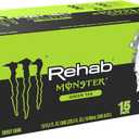 Monster Energy Rehab Green Tea + Energy, Energy Drink 15.5 Ounce | Energy Iced Tea, Pack of 15
