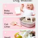 3 x Dog Poop Bags Rolls, 128 Count (8 Refills) - 60% Recycled Plastic Baby Powder Scented - Leak Proof, Extra Thick Waste Bag with Easy-Peel Sticker (Pink)