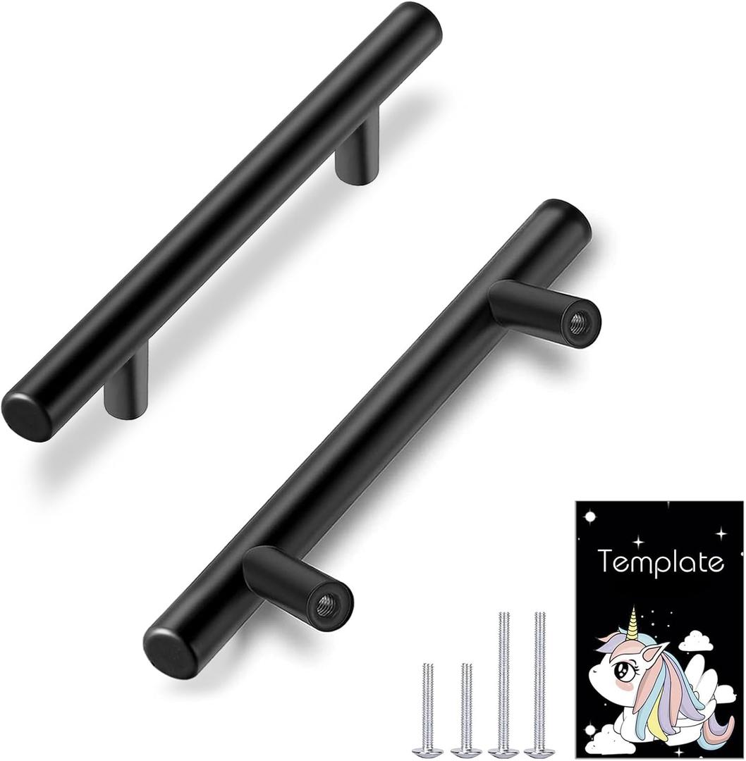HBL' 30 Pack | 3 Inch Center to Center Matte Black Cabinet Pulls Kitchen Cabinet Handles,Made of Stainless Steel,Ideal for Cabinet,Drawer,Cupboard and Wardrobe
