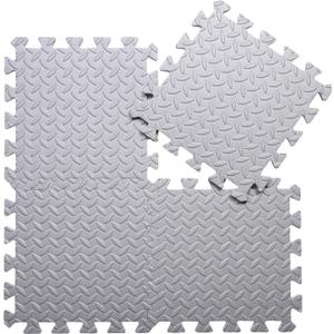 Coolcandy EVA Foam Play Mat, 16 Tiles Colorful Baby Play Mat, Square Kids Playmat with Solid Colored, 0.4" Thickened Interlocking Foam Floor Tiles, Puzzle Play Mat for Baby Exercise, Playing (Gray)