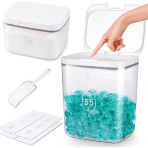 Large Capacity Laundry Powder Container With Pop-Up Lid, 5.5L and 2.8L Detergent Holder for Laundry Pods and Airtight Dishwasher Pod, Storage Container for Dry Food, Rice Flour with Scoop