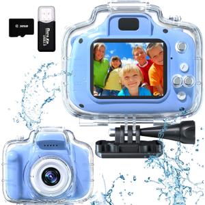 Kids Camera Waterproof Underwater Camera for 3-12 Year Old Boys Girls 2 Inch IPS Screen 1080P HD Digital Kids Video Camera Indoor Outdoor Action Cameras Best Christmas Birthday Gifts (Blue)