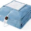 Homemate Electric Heated Blanket Twin - 62"x84" Heating Bed Blankets Throw with 10 Heating Levels 8 Hours Auto Off Fast Heating Over-Heated Protection Ultra Soft Warm Flannel ETL Certified Blue