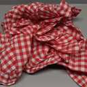 Red Plaid Ruffled Table Cloth Round Cover, 100% Washed Cotton Farmhouse Checker Gingham Vintage Decorative Tablecloth -Dia.70in