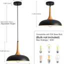 Black Pendant Lights Kitchen Island,Modern Pendant Light Fixtures,Farmhouse Adjustable Hanging Pendant Lighting for Foyer Entryway Hallway Bedroom Dining Room Living Room,Faux-Wood,Small 12.6 inch