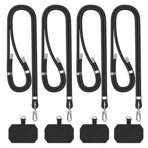 POHFP 4 Sets Black Cell Phone Lanyard, Adjustable Crossbody Cell Phone Lanyard, Adjustable Anti Theft Phone Strap, Neck Lanyard for Keys ID Badges Phones Wallet etc. (No Phone Case)